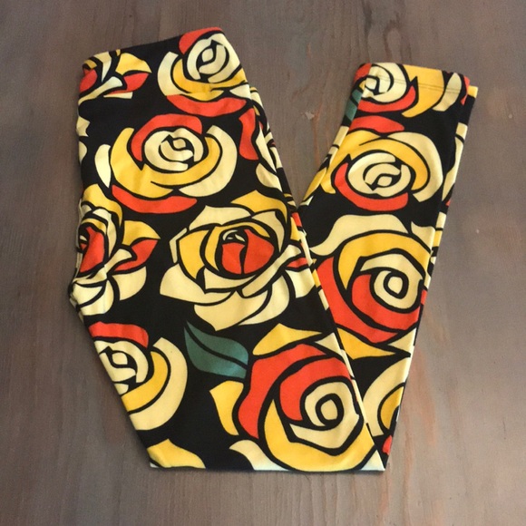 LuLaRoe Pants - OS Disney Roses  EUC worn once